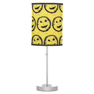 Cool Stained Happy Smiling face pattern yellow Table Lamp