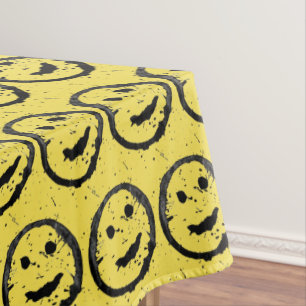 Cool Stained Happy Smiling face pattern yellow Tablecloth