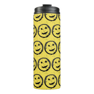 Cool Stained Happy Smiling face pattern yellow Thermal Tumbler