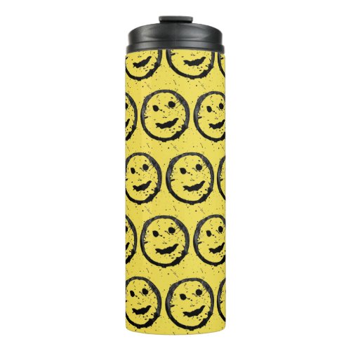 Cool Stained Happy Smiling face pattern yellow Thermal Tumbler
