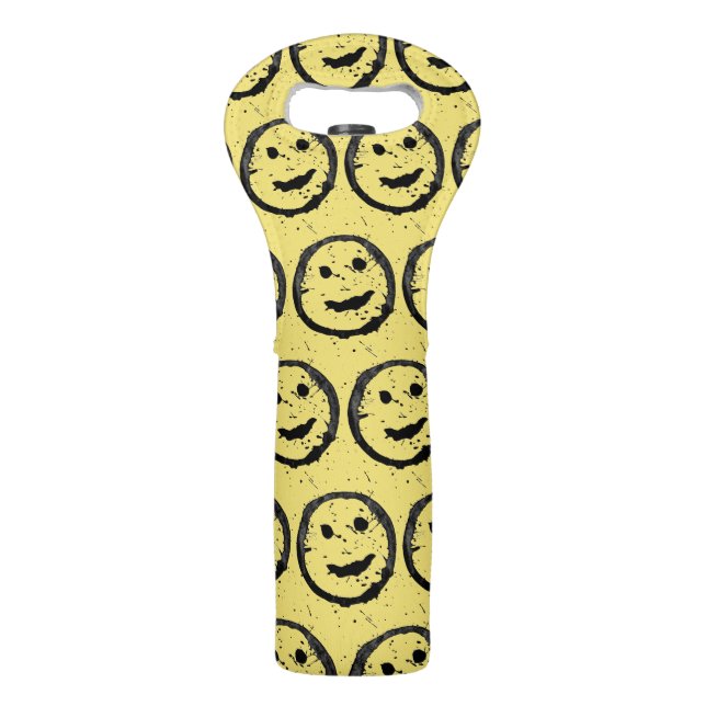 Cool Stained Happy Smiling face pattern yellow Wine Bag (Front)