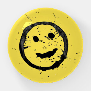 Cool Stained Happy Smiling face yellow Paperweight