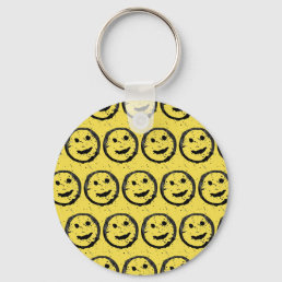 Cool Stained Happy Smiling face yellow Your text Keychain
