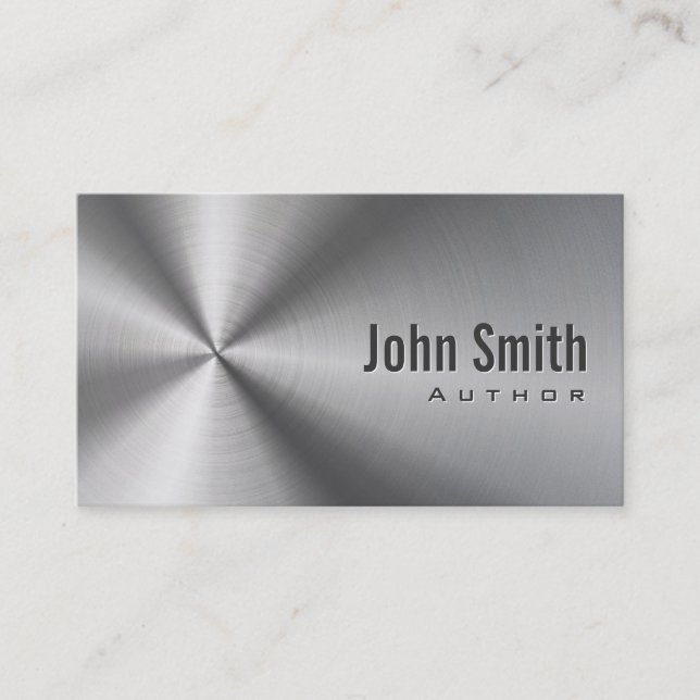 Cool Stainless Steel Author Business Card (Front)