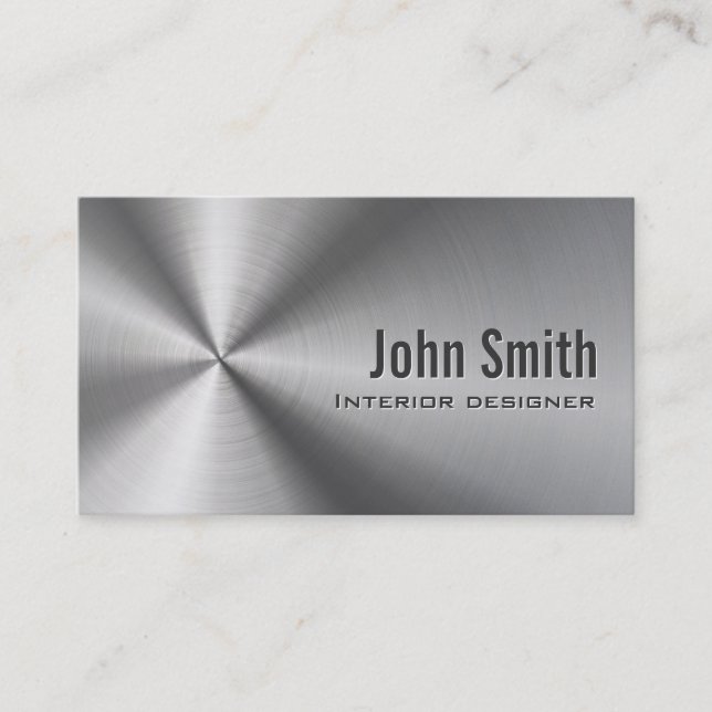 Cool Stainless Steel Interiors Business Card (Front)