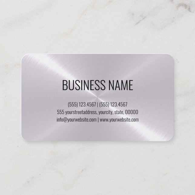 Cool Stainless Steel Metal Look #8 Business Card (Back)