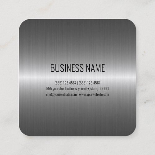 Cool Stainless Steel Metal Look Square Business Card