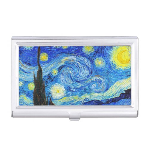 Cool Starry Night Vincent Van Gogh painting art Business Card Holder