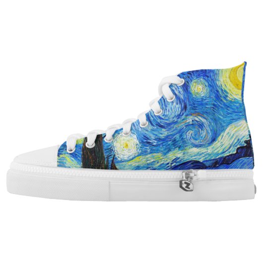 Cool Starry Night Vincent Van Gogh painting High-Top Sneakers (Left Shoe Outside)