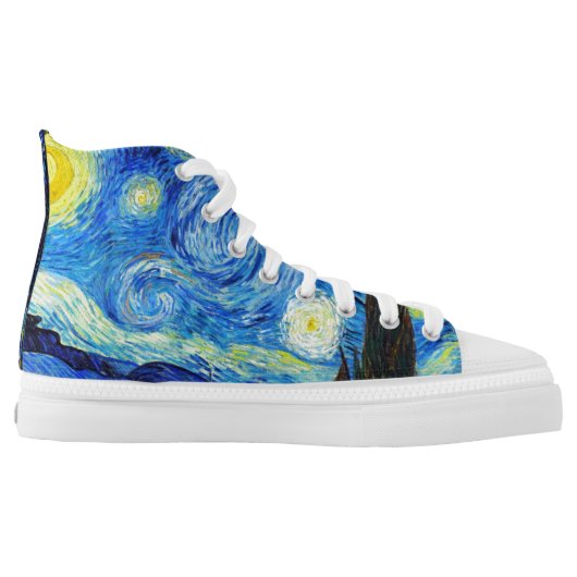 Cool Starry Night Vincent Van Gogh painting High-Top Sneakers (Left Shoe Inside)