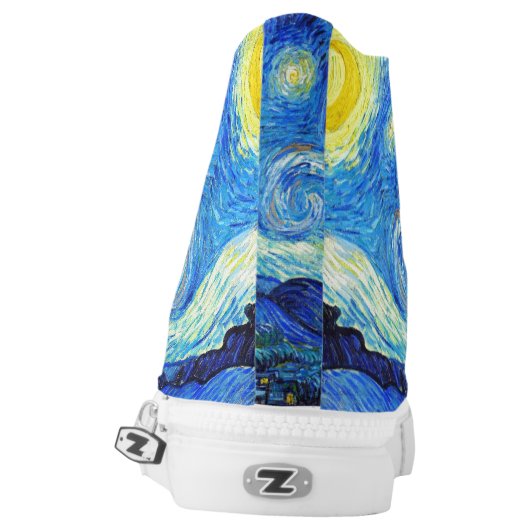 Cool Starry Night Vincent Van Gogh painting High-Top Sneakers (Left Shoe Back)