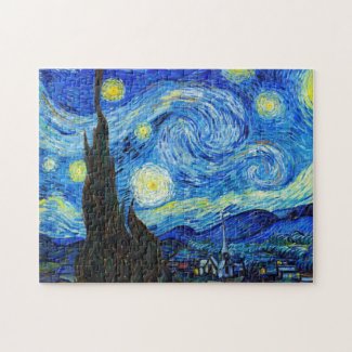 Cool Starry Night Vincent Van Gogh painting Jigsaw Puzzle