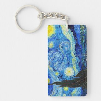 Cool Starry Night Vincent Van Gogh painting Keychain