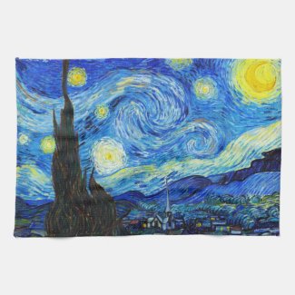 Cool Starry Night Vincent Van Gogh painting Kitchen Towel