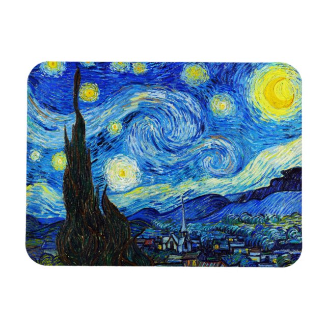 Cool Starry Night Vincent Van Gogh painting Magnet (Horizontal)