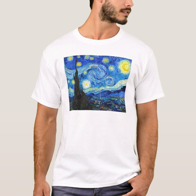 Cool Starry Night Vincent Van Gogh painting T-Shirt (Front)
