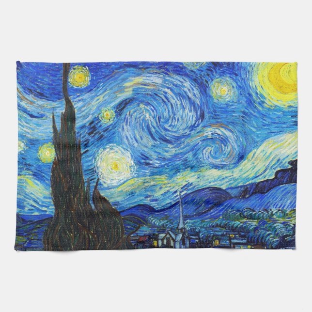 Cool Starry Night Vincent Van Gogh painting Towel (Horizontal)