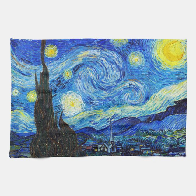 Cool Starry Night Vincent Van Gogh painting Towel (Horizontal)