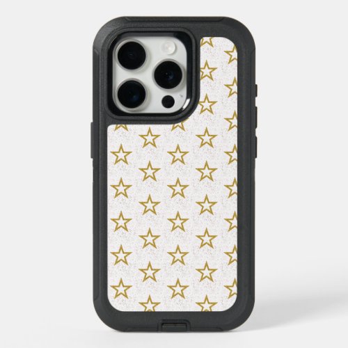 Cool Stars And Confetti Pink Gold And White Trendy iPhone 15 Pro Case