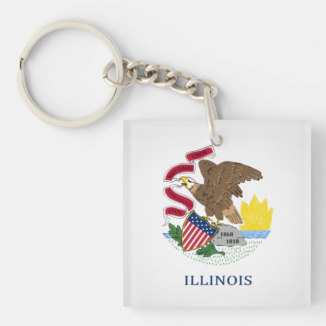 Cool State Of Illinois Flag Keychain (Front)