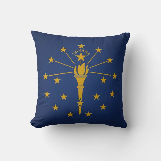 Cool State Of Indiana Flag Throw Pillow (Front)