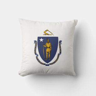 Cool State Of Massachusetts Flag Throw Pillow