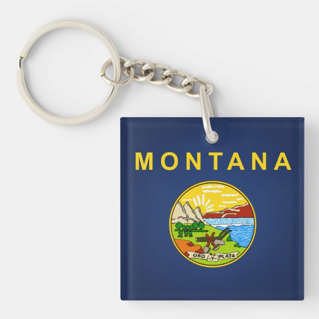 Cool State Of Montana Flag Keychain (Front)