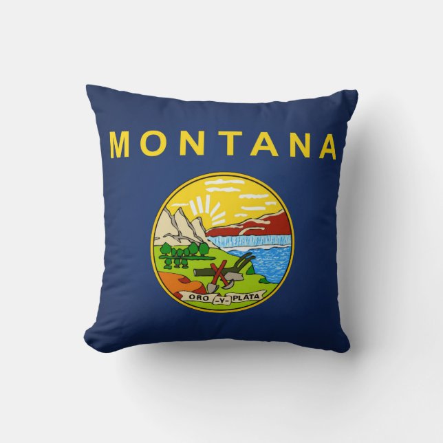 Cool State Of Montana Flag Throw Pillow (Front)
