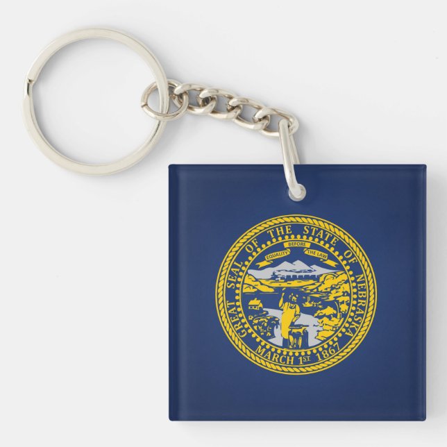Cool State Of Nebraska Flag Keychain (Front)