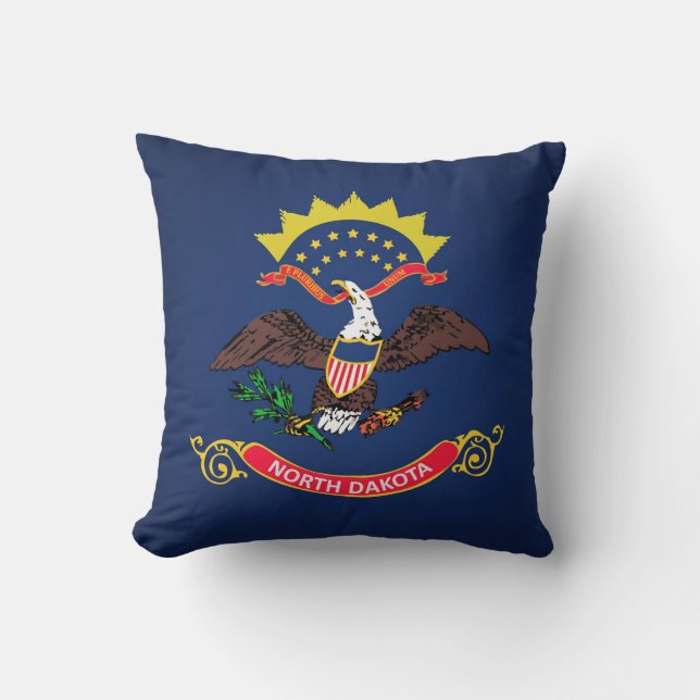 Cool State Of North Dakota Flag Throw Pillow (Front)