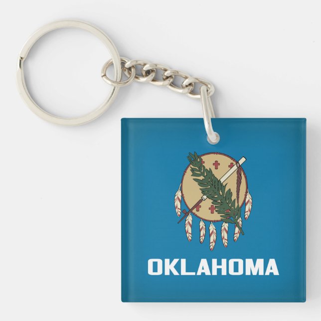 Cool State Of Oklahoma Flag Keychain (Front)