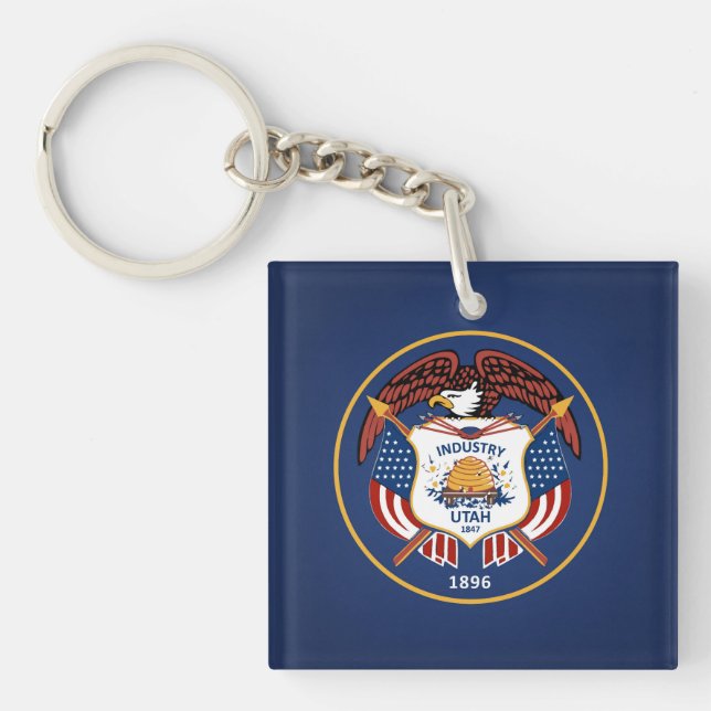 Cool State Of Utah Flag Keychain (Front)