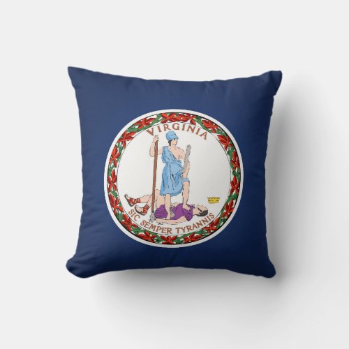 Cool State Of Virginia Flag Throw Pillow