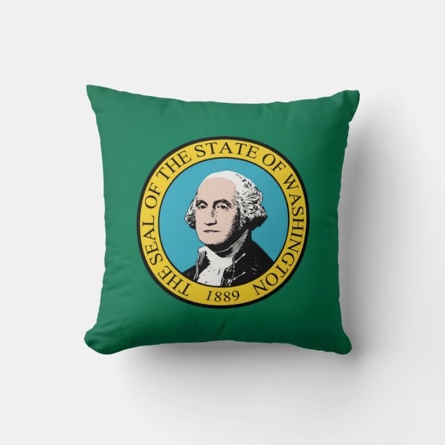 Cool State Of Washington Flag Throw Pillow (Front)