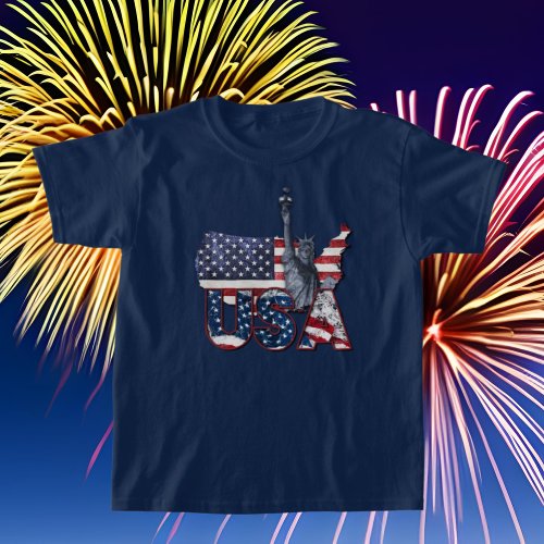cool Statue Of Liberty Patriotic kids unisex T_Shirt