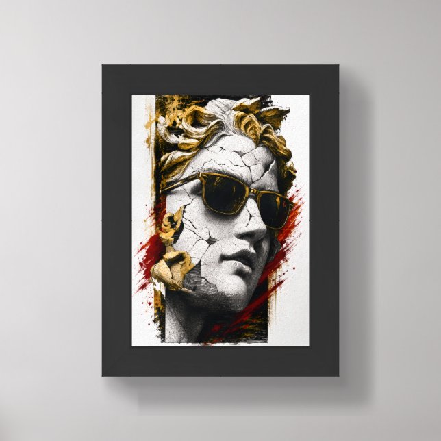 Cool Statue with Sunglasses – Ancient Wisdom Moder Framed Art (Framed Front)