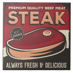 Cool steak retro vintage ceramic tile