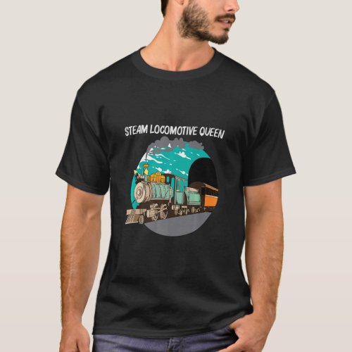 Cool Steam Locomotive For Women Mom Railroad Train T_Shirt