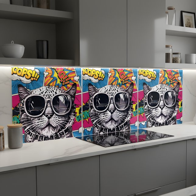 Cool Steampunk Cat Sunglasses Comic Ceramic Tile  (Creator Uploaded)