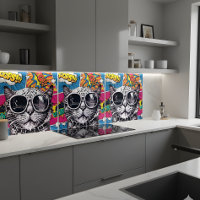 Cool Steampunk Cat with Sunglasses - Retro Comic