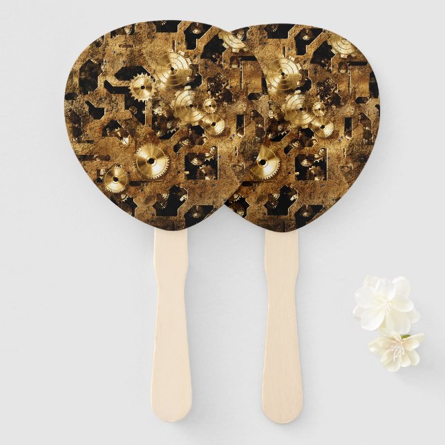 Cool Steampunk Design Hand Fan (Front and Back)
