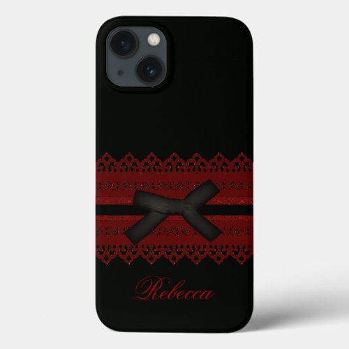 Cool Steampunk Gothic Red Lace Black bow iPhone 13 Case