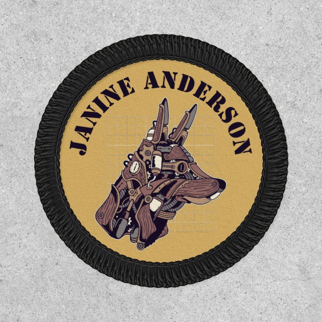 Cool Steampunk Mechanical WOLF head Patch (Front)