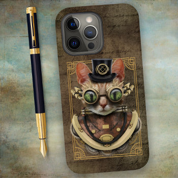 Cool Steampunk Orange Tabby Cat Case-mate Iphone 14 Pro Max Case by encore_arts at Zazzle