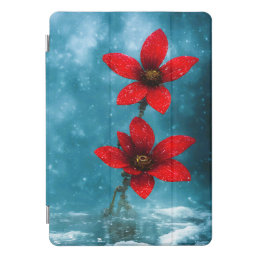 Cool Steampunk Red Flowers On Icy Background  iPad Pro Cover