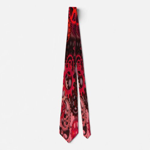 Cool Steampunk Red Gears Necktie