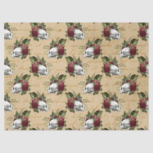 Cool steampunk skulls and flowers tissue paper (Front)