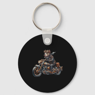 Cool Steampunk Tbull Biker Vintage Motorcycle Dog  Keychain