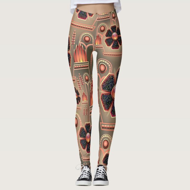 Cool Steampunk Type Pattern Leggings (Front)