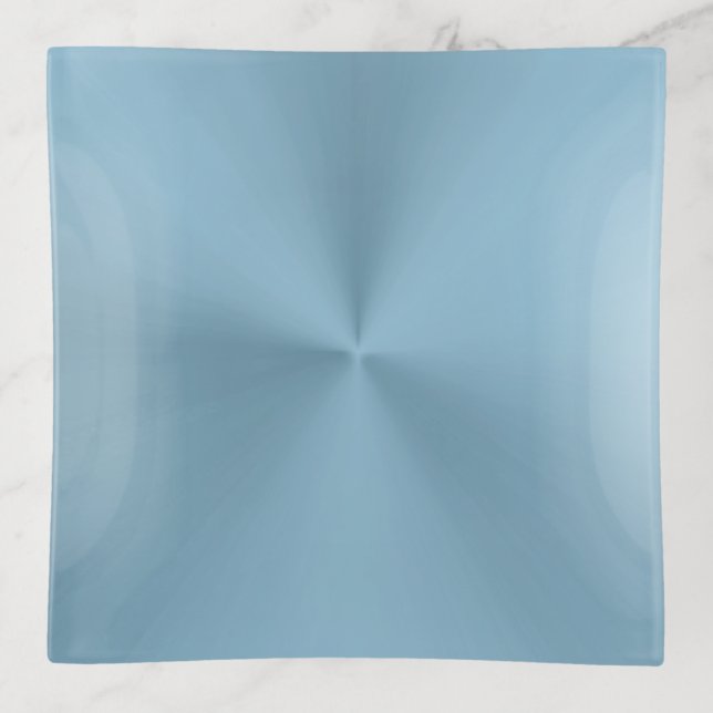 Cool Steel Blue Modern Metallic PastelTrinket Tray (Front)